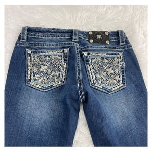 Miss Me Signature Bootcut Rhinestone Flower Jeans
